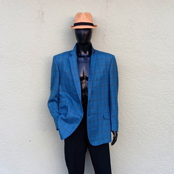 DI DALENTE MEN´S BLUE CHECK/WINDOWPANE BLUE...